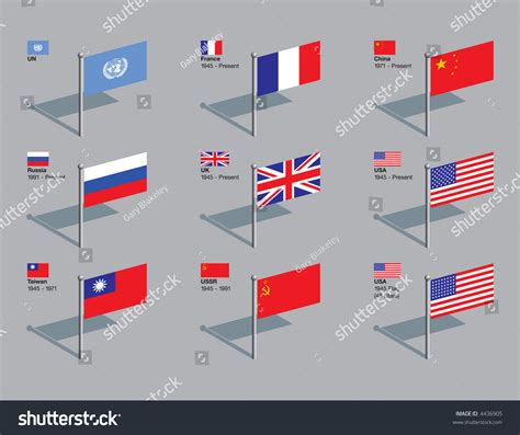 Flags 5 Permanent Members Un Security Stock Vector 4436905 - Shutterstock