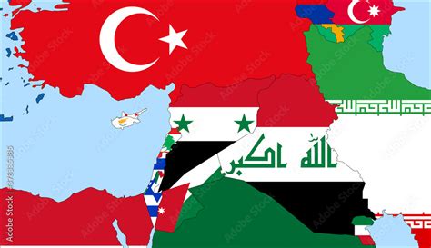 Center the map of Syria. Vector maps showing Syria and neighboring ...