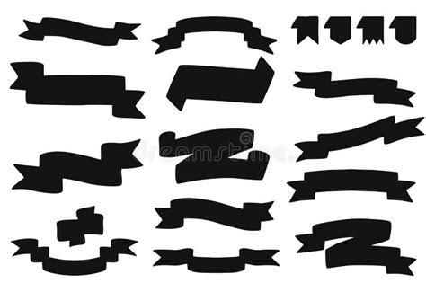 Collection of Ribbon Banner Set Isolated Flat Vector Silhouette S Stock ...