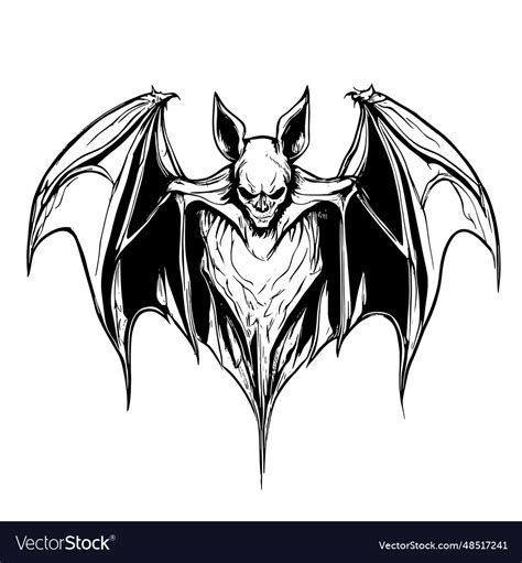 Halloween scary bat sketch close-up Royalty Free Vector