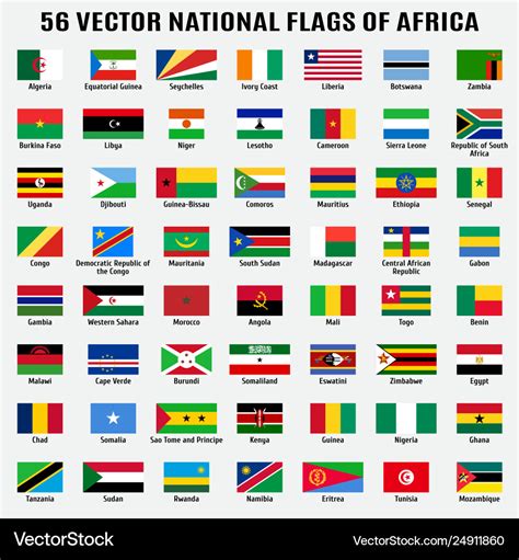 Collection 56 national flags africa Royalty Free Vector