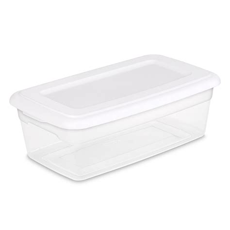 Sterilite 6 Qt. Clear Plastic Storage Box Container with White Lid ...