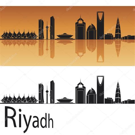 Riyadh skyline en fondo naranja vector, gráfico vectorial © paulrommer ...