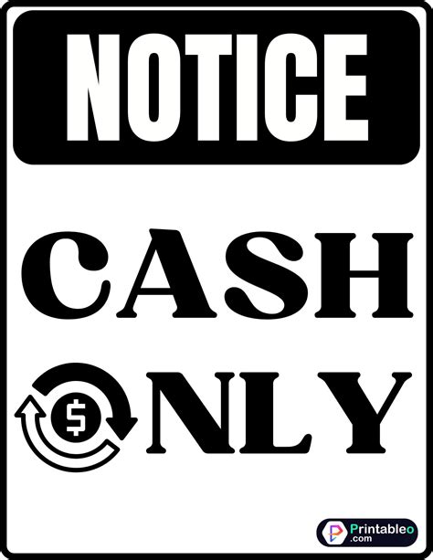 20+ Printable Cash Only Sign | Download FREE PDFs | Cash, Credit card ...