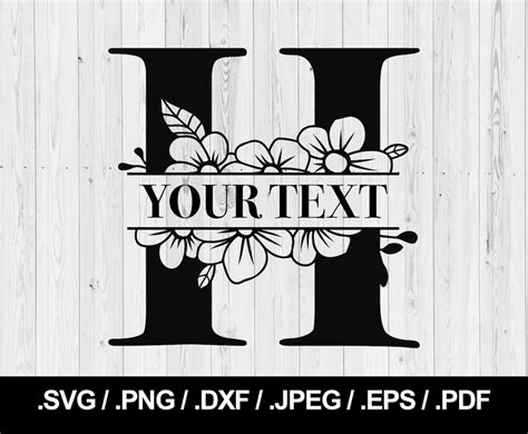 Flower Split Letter H. Floral Letter SVG PNG, JPEG, Eps, Ai, Pdf and ...