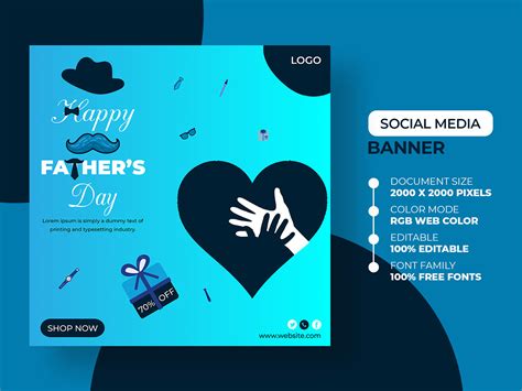 Happy Father's Day For Social Media Template :: Behance