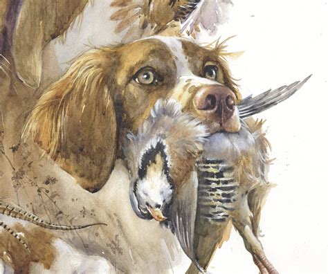 brittany dog gift brittany spaniel art Brittany Bird hunting Watercolor ...