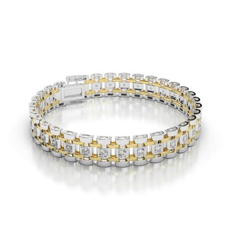 Men's Diamond Link Bracelet 14k Two Tone, Bracelets For Men ...