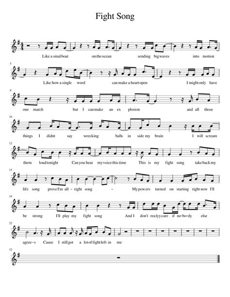 Fight Song sheet music for Piano download free in PDF or MIDI