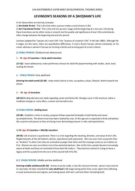 Levinson developmental theory