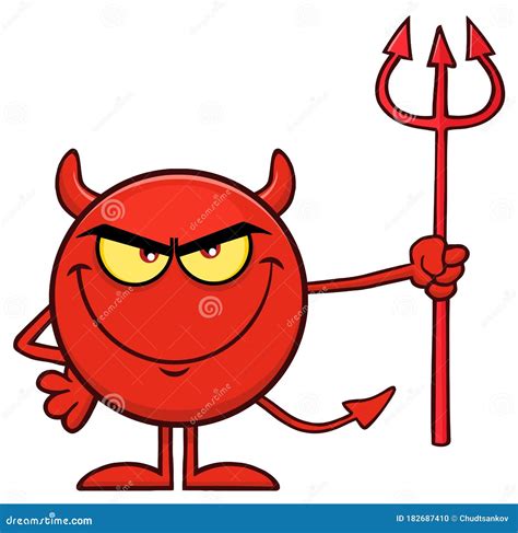 Red Devil Cartoon Emoji Character Holding a Pitchfork. Stock Vector ...