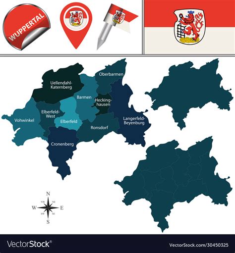 Map wuppertal germany Royalty Free Vector Image