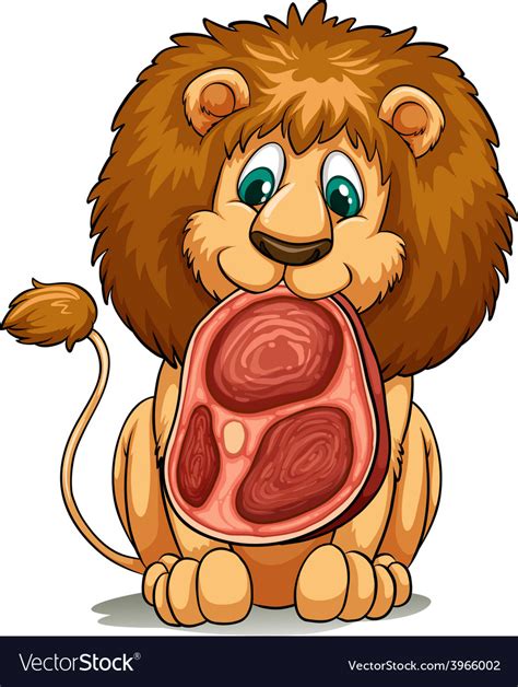 A lion with meat Royalty Free Vector Image - VectorStock