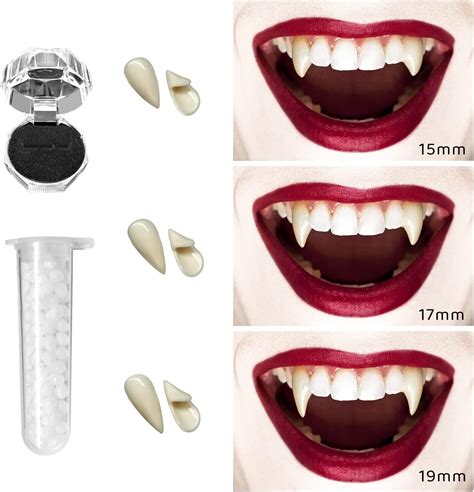 Buy Donwell 3 Pairs Vampire Teeth， 3 Sizes Custom Vampire Fangs Fake Dentures with 1 Tube ...