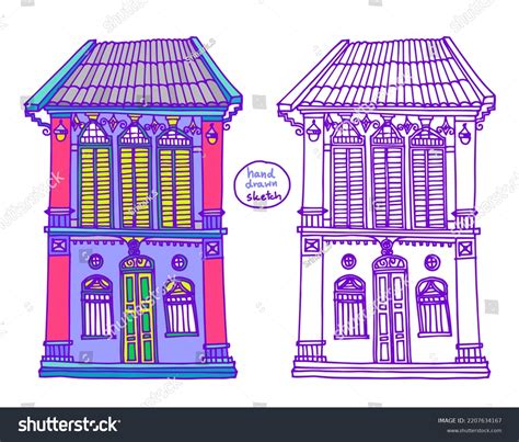 Hand Drawn Buildings Sketch Old Town Stock Vector (Royalty Free ...