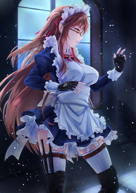 Wallpaper : long hair, anime girls, glasses, weapon, maid, clothing, costume 2150x3036 ...