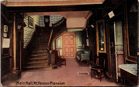 Main Hall Mt Vernon Mansion Interior View Stairway Grandfather Clock Postcard | Europe - France ...