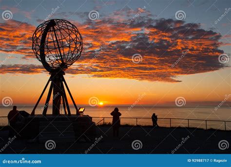 Nordkapp. Globe Monument At North Cape, Norway. Midnight At Nordkapp Editorial Photo ...