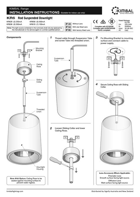 Kimbal Lighting | Installation Instructions - Rod Suspended Downlights