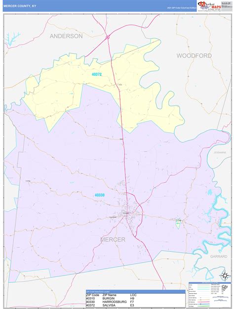 Mercer County, KY Wall Map Color Cast Style by MarketMAPS - MapSales