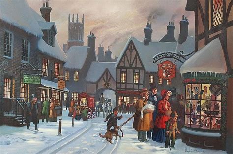 Sold at Auction: LLOYD GARRISON PAINTING DICKENS OLD LONDON | London christmas, Christmas scenes ...