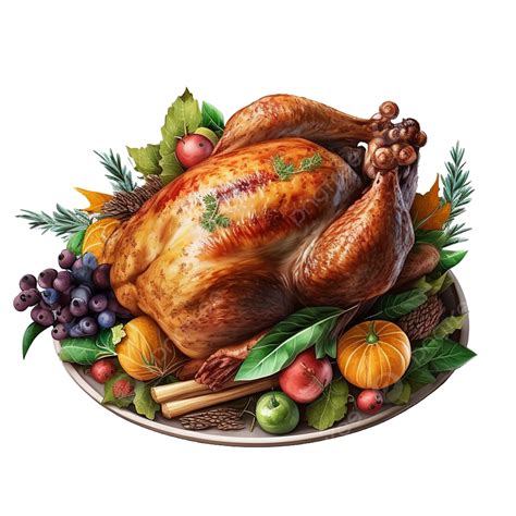 Thanksgiving Turkey Food Dinner Roast Whole Chicken With Vegetables On ...