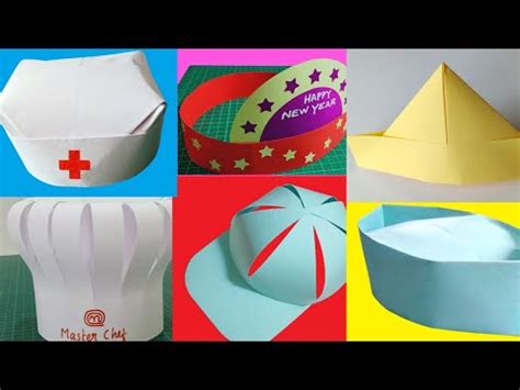 6 EASY AND COOL PAPER HAT MAKING TUTORIAL | HOW TO MAKE A PAPER HAT ...