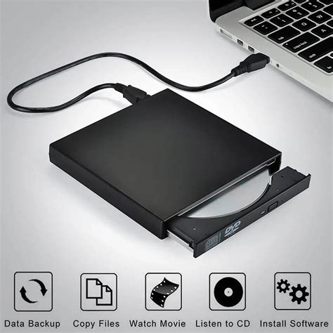 Plastic Case 2.0 CD RW/DVD RW SATA External SliM USB Chip Optical Drive CD DVD ROM Burner Drive ...