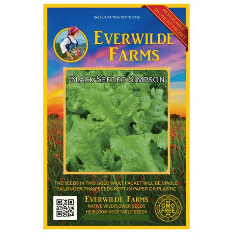 Everwilde Farms - 1000 Black Seeded Simpson Leaf Lettuce Seeds - Gold ...