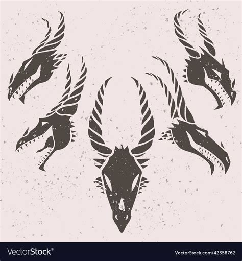 Dragon head skull silhouette medieval dnd Vector Image