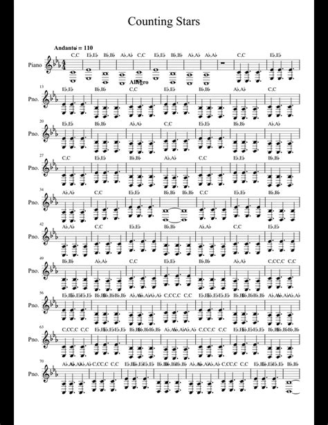 Counting Stars sheet music for Piano download free in PDF or MIDI