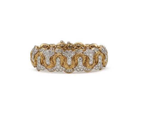 Lot - 18K Gold and Diamond Bracelet