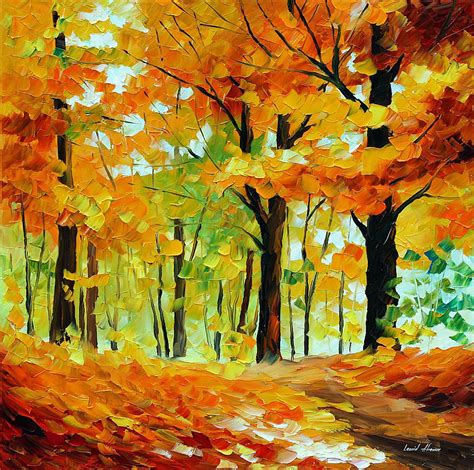 FALL MOOD — PALETTE KNIFE Oil Painting On Canvas By Leonid Afremov | Nature canvas art, Nature ...