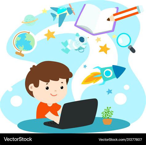 Kids learning online education Royalty Free Vector Image