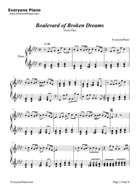 Green Day Boulevard Of Broken Dreams [Classical Version] Sheet Music Notes, Chords Download ...