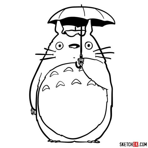 How to draw Totoro with an umbrella | Ghibli tattoo, Studio ghibli tattoo, Totoro drawing