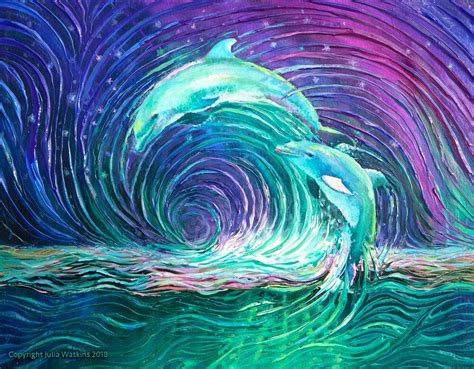 Dolphin Dance Energy Painting - Giclee Print - Energy Artist Julia