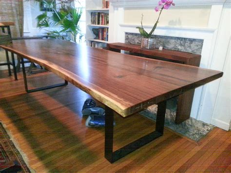 10'x4' matchbook black walnut with simple, contemporary iron base... | Live edge table dining ...