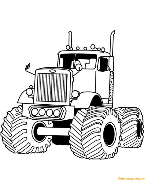 Big Rig Auto Monster Truck Coloring Page - Free Printable Coloring Pages