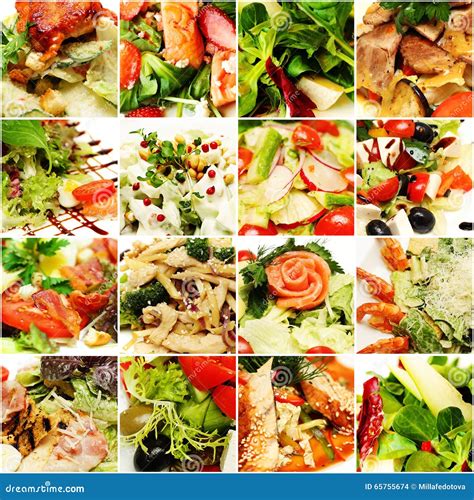 Gourmet Food Background. Salad Collage Stock Photo - Image of garnish, italian: 65755674