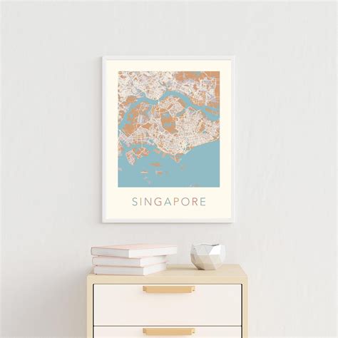 Singapore Map Singapore Poster Singapore Print Map of | Etsy