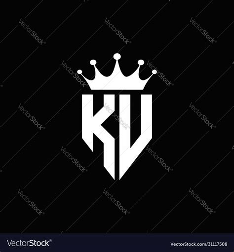 Kv logo monogram emblem style with crown shape Vector Image