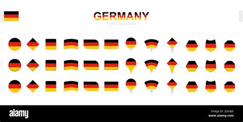 Large collection of Germany flags of various shapes and effects. Big set of vector flag Stock ...