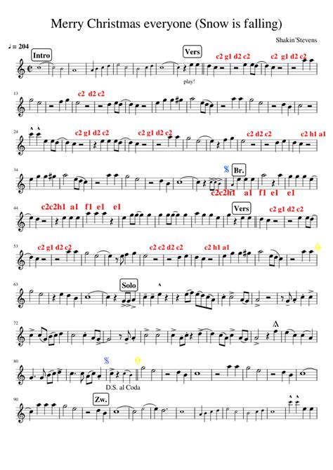 Merry Christmas everyone (Snow is falling) C-Dur Sheet music for Piano (Solo) Easy | Musescore.com