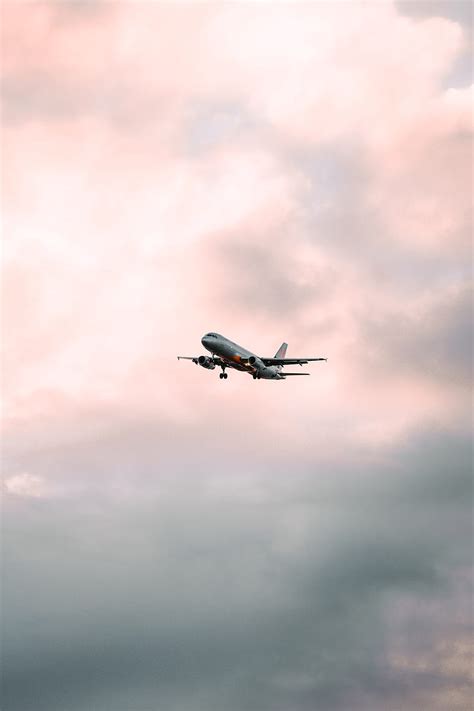 Airplane, flight, sky, clouds, pink, HD phone wallpaper | Peakpx