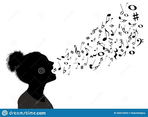 A Young Woman is Seen Singing with Notes and Other Musical Symbols ...