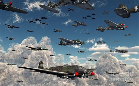 German Heinkel He 111 Bombers Gather Digital Art by Mark Stevenson