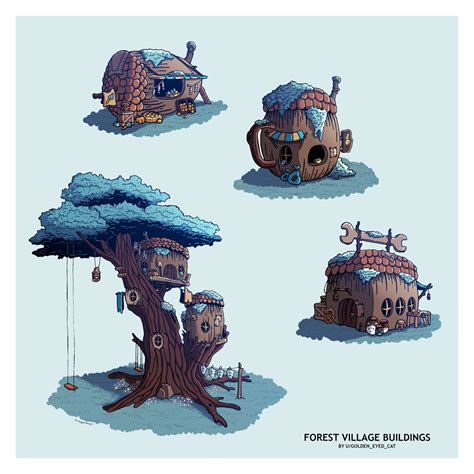 ArtStation - Forest village buildings