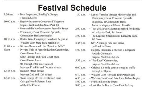 Road closures announced for Watkins Glen Grand Prix Festival