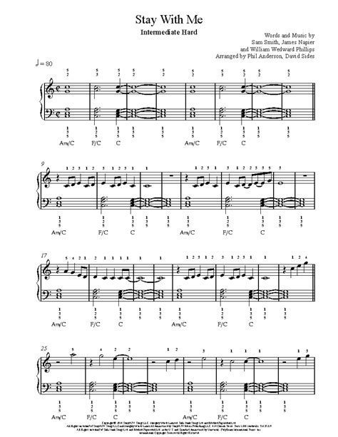 Stay With Me by Sam Smith Piano Sheet Music | Intermediate Level